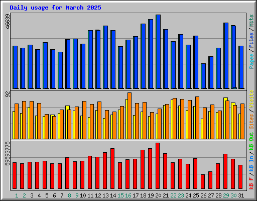 Daily usage for March 2025