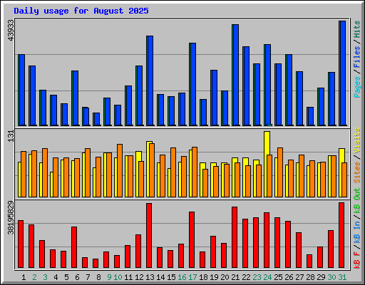 Daily usage for August 2025