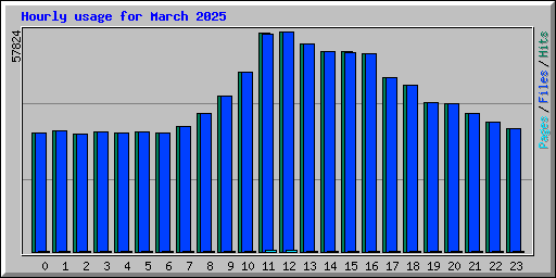 Hourly usage for March 2025