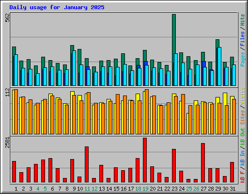 Daily usage for January 2025