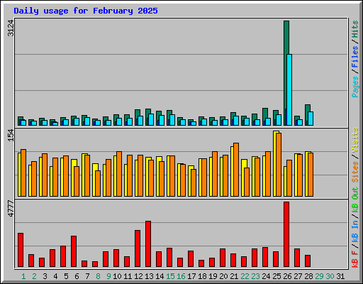 Daily usage for February 2025