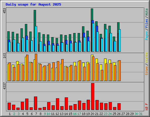 Daily usage for August 2025