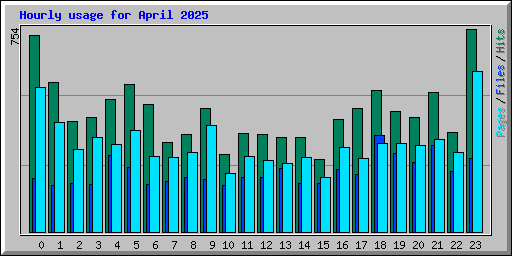 Hourly usage for April 2025