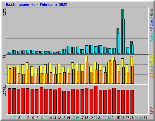 Daily usage for February 2025
