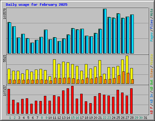 Daily usage for February 2025