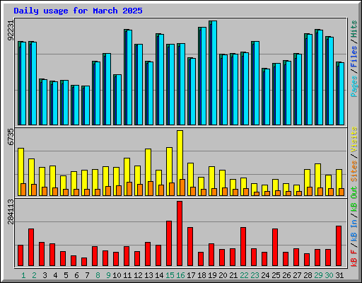 Daily usage for March 2025