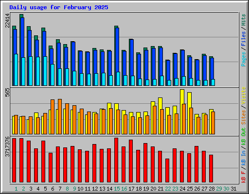 Daily usage for February 2025