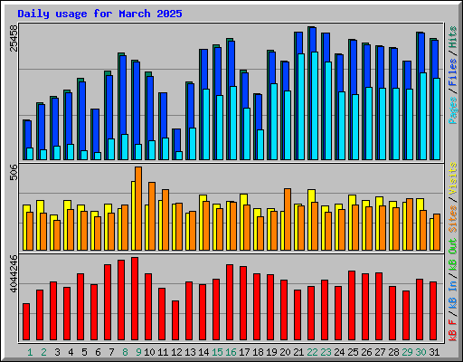 Daily usage for March 2025